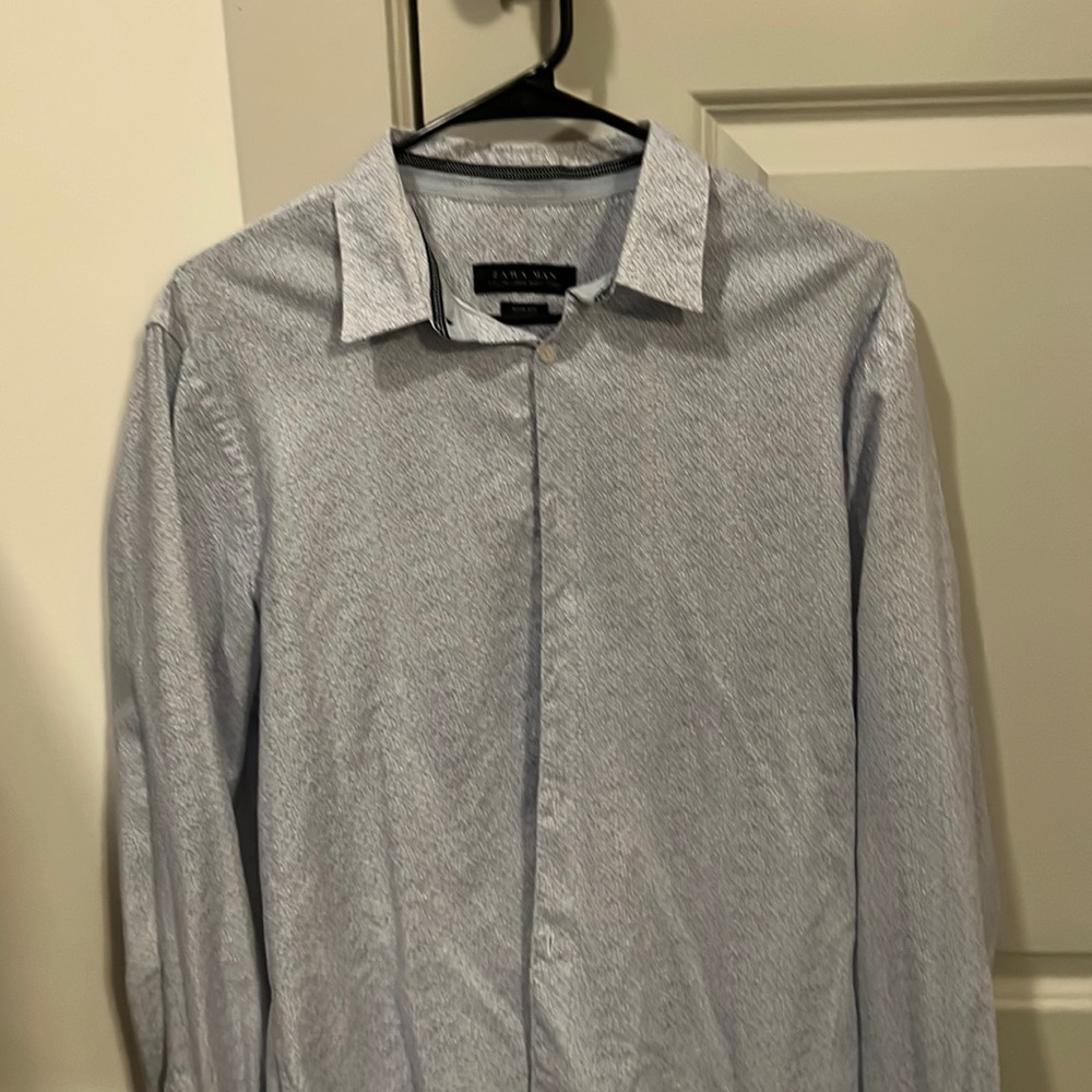 Zara Long Sleeve Tropical Button Down Shirt (Large)